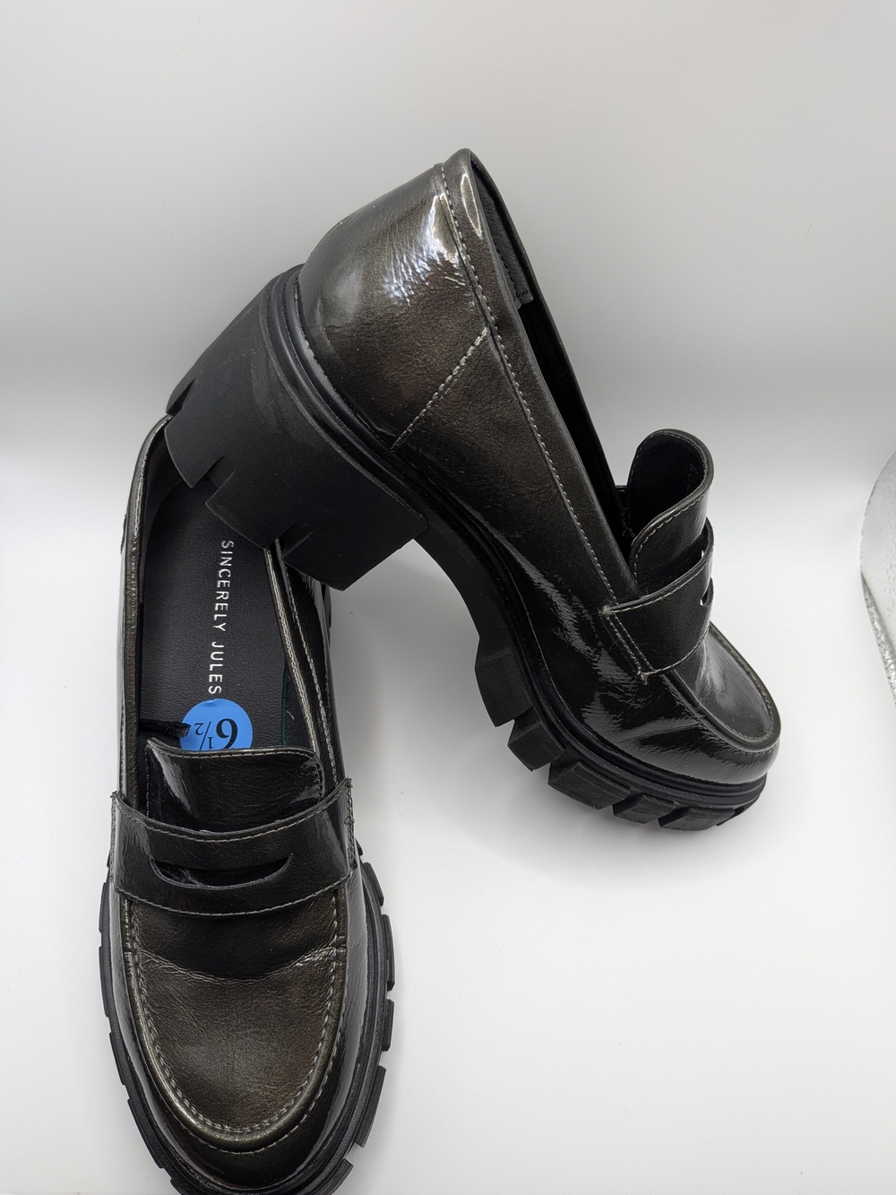 Chunky Patent Leather Platform Academia Loafers 6.5 Sincerely Jules‎ Dylan Shoes
